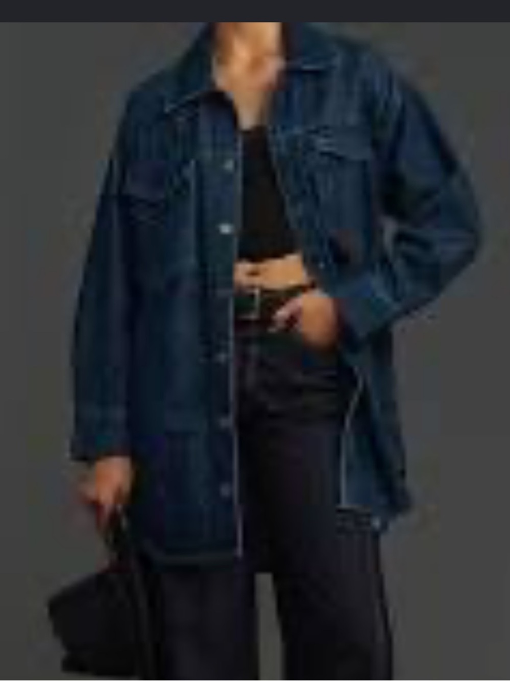 Pilcro dark wash denim button down shirt